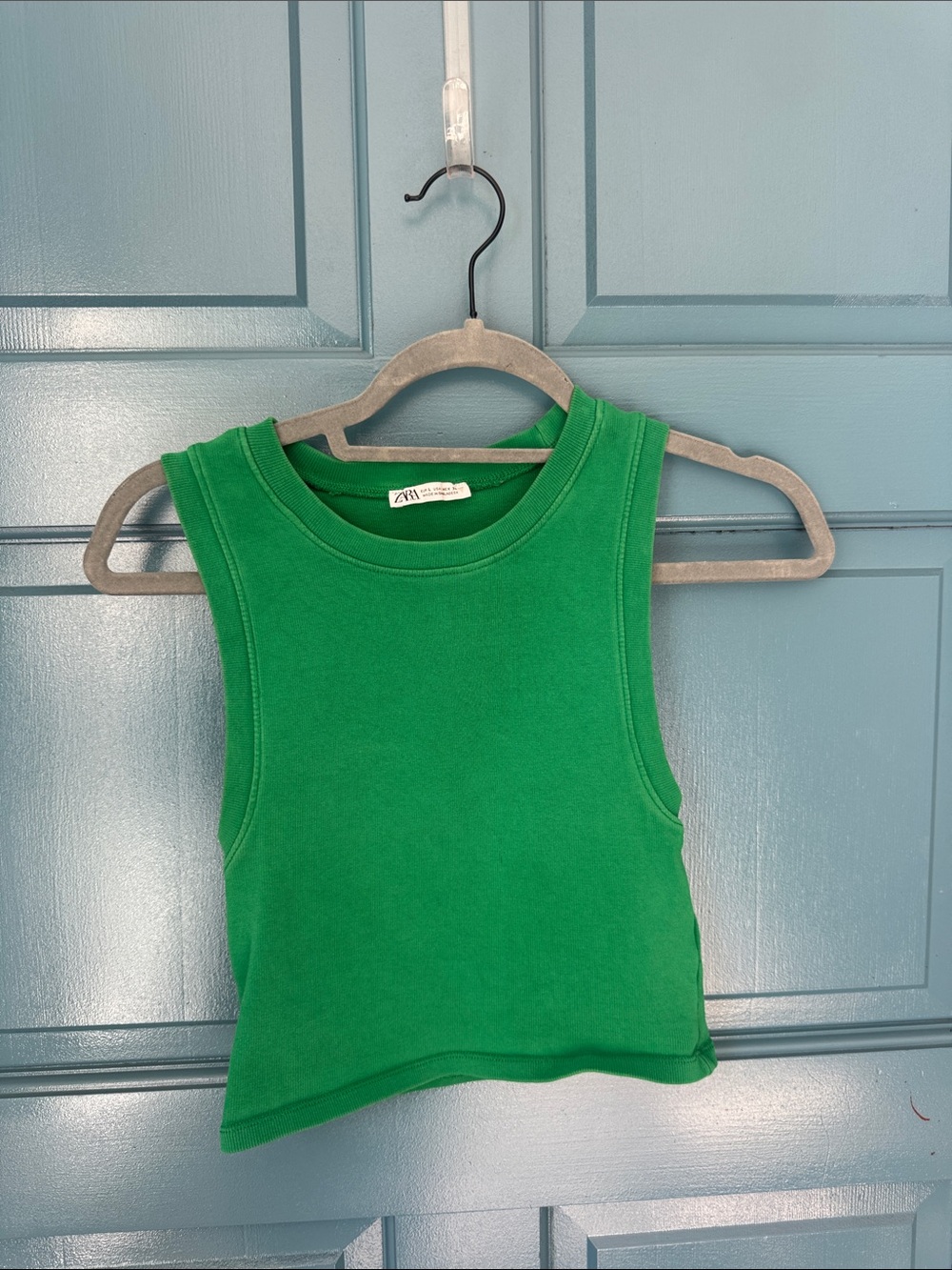 Zara Green Ribbed Tank Top